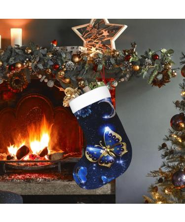 Shop Ffexs Blue Butterfly Velvet Christmas Socks - Perfect Holiday Gifts | One Size - Buy Online on GoSupps.com