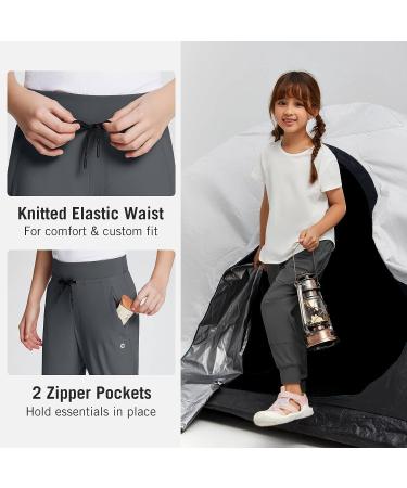 BALEAF Kids Hiking Pants | Quick Dry Girls Track Jogger with Zipper Pockets | Reinforced Knees | Camping Essential - Dark Green Medium - Buy Online on GoSupps.com