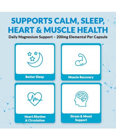 Magnesium Bisglycinate 200mg High Absorption Gentle on Stomach Chelated Magnesium Glycinate for Sleep Stress Muscle Relaxation & Heart Health Non-GMO Vegan 120 Capsules 7 Lights Nutrition - Buy Online on GoSupps.com