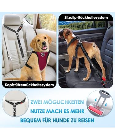 Slowton 2-in-1 Dog Car Belt & Headrest Retention Buckle - Adjustable Reflective & Universal - A.Schwarz (2Pcs) - Buy Online on GoSupps.com