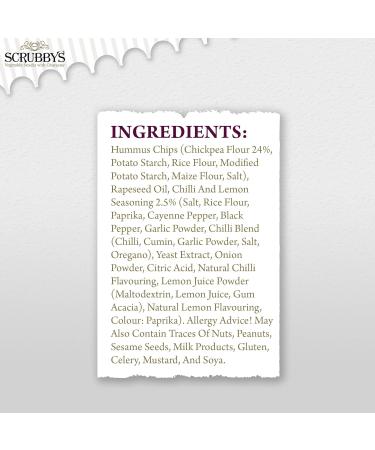  Scrubbys Scrubbys Large Vegetable Chips Vegan & Gluten Free Snacks Chili & Lemon Hummus Chips 10 x 125g - Buy Online on GoSupps.com