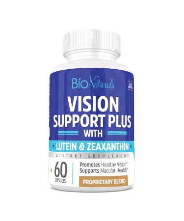 Bio Naturals Eye Vitamin Supplement with Lutein Zeaxanthin Lycopene Bilberry Quercetin & More - All Natural Proprietary Blend Supports Vision & Macular Health - 60 Veggie Capsules 60 Count (Pack of 1)