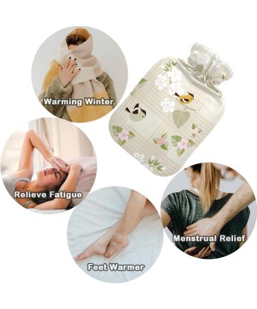 NAANLE Transparent Hot Water Bottle with Lid - Floral Design for Pain Relief & Therapy | 1L Heat Bottle for Back & Foot Warmth - Buy Online on GoSupps.com