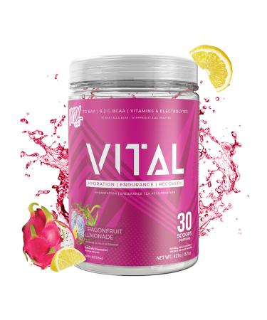 VNDL Vital EAA Supplement for Recovery with Amino Acids & Electrolyte Powder-Boost Muscle & Hydration with BCAAs-Improve Performance with Coconut Water Powder-Dragon Fruit Lemonade Flavor- 30 Servings Dragonfruit Lemonade