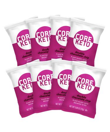 CORE Keto Brownie Bites  Plant-Based Low Carb Brownies  1g Net Carb - Low Calorie Gluten-Free Dessert  8 Individually Wrapped Snacks, Double Chocolate Chip