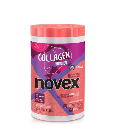 Novex Value Size Deep Conditioning Hair Masks infused with Natural Ingredients -Novex Collagen Infusion Hair Mask for Stronger Thicker and Shinier Hair (1kg/35oz)
