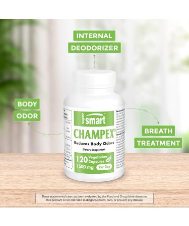 Supersmart Champex 1500mg/day Detox & Bad Breath - Agaricus Bisporus Extract for Powerful Internal Deodorizing | Non-GMO, Gluten-Free - 120 Veg Caps - Buy Online on GoSupps.com