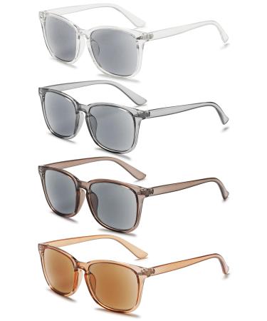 Vevesmundo Reading glasses with sun protection Tested reading aid visual aid sunglasses sunny reading glasses with presumption women men 4 pieces sun reading glasses set A 3.75 x