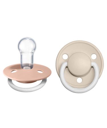 BIBS Pacifiers - De Lux Collection | BPA-Free Baby Pacifier | Made in Denmark | Set of 2 Blush Night/Vanilla Night Color Premium Soothers | Size One Size