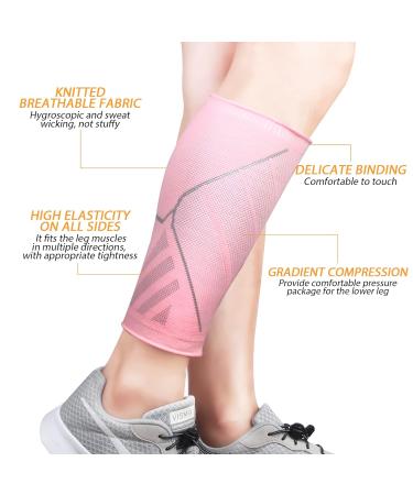 Calf Compression Sleeves for Women & Men 2 Pack Elastic Calf Support Footless Socks Ventilation Calf Brace for Pain Relief Sports Recovery Cycling Travelling Gym Calf Guards (Pink M) M Pink - Buy Online on GoSupps.com