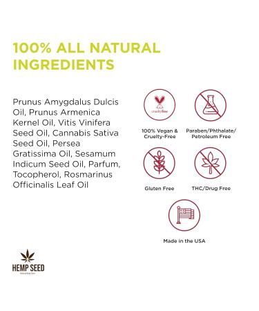 Hemp Seed Massage & Body Oil - Nourishing Vegan Oil with Apricot & Almond - 8 fl. oz. - Moisturizing & Cruelty Free Lavender - Buy Online on GoSupps.com