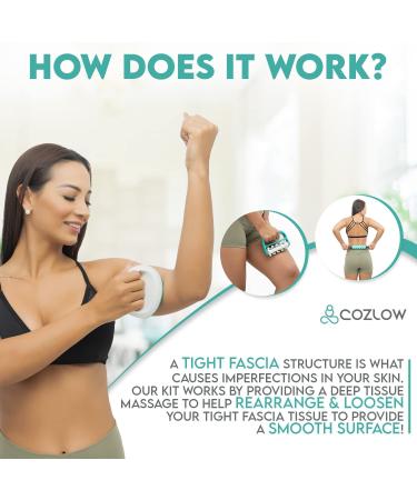 COZLOW 3-in-1 Fascia Roller Cellulite Remover Kit | Massager for Firmer Skin & Increased Circulation | Ideal for Thighs, Hips, Stomach, Arms & Body - Buy Online on GoSupps.com