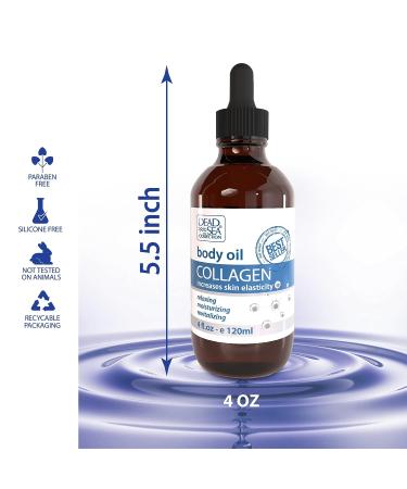 Dead Sea Collection Body Oil with Collagen - Hydrating Massage Oil for Dry Skin - Nourishing Bath Oil for Anti-Aging Support (4 fl.oz) - Buy Online on GoSupps.com