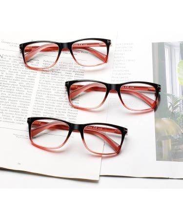Kerecsen 3 Pack Women's Reading Glasses - High-Quality Rectangular Shape with Feather Hinges (0.75 3 Pink) - Comfortable Reading Aid - Buy Online on GoSupps.com
