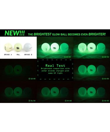 Glow Golf Balls for Night Sports - 12 Pack Tournament Fluorescent Glow in The Dark Balls + Flashlight - Buy Online on GoSupps.com