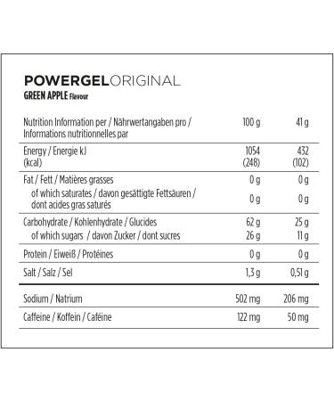 Power Gel Original with Carbohydrates & Caffeine | 24 x 41g Vegan Gel - Green Apple | No Preservatives - Buy Online on GoSupps.com