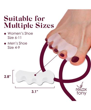 Anatomical Gel Toe Separators & Straighteners | Hammer Toe Separator for Foot Pain Relief | Toe Spacers for Overlapping Toes & Bunion Corrector | Men & Women (White) - Buy Online on GoSupps.com