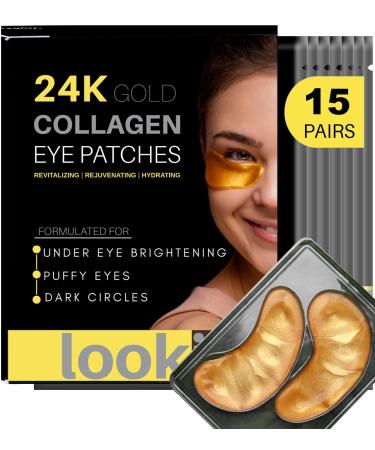 24K Gold Eye Patches for Puffy Eyes - Collagen Eye Masks for Dark Circles and Puffiness - Anti Aging Under Eye Mask Reduce Wrinkles, Puffy Eyes, Dark Circles, Eye Bags, Rejuvenating and Hydrating Under Eye Mask - Buy Online on GoSupps.com