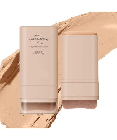 EONFAVE 2-in-1 matte cream and stick foundation waterproof and long-lasting coverage moisturizing pen with brush foundation stick (01# 20 g)