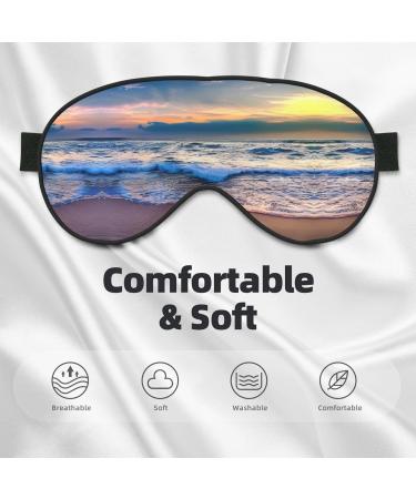 Serene Seaside Sunset Print Sleep Mask - Double-Sided Unisex Eye Mask for Sound Sleep & Skin Care - Buy Online on GoSupps.com