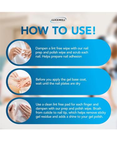 Lucemill Nail Prep & Wipe Gel Nail Polish Cleanser I 500ml | Professional Formula for Gel Nails Acrylics & Nail Tips | Alcohol for Nails & Gel Wipe Off Solution I Comes with 200 Lint Wipes - Buy Online on GoSupps.com