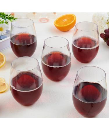 Focusline 20 Pack 16 Oz Plastic Wine Glasses | Heavy Duty Stemless Cups for Wedding or Party - Disposable & Reusable Shatterproof Wine Glasses - Clear Unbreakable - Buy Online on GoSupps.com
