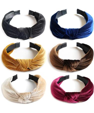 scicent Head Bands Adult Women Velvet Plain Headbands Fashion Knot Turban Hairband Elastic Hair Band for Girls - Navy - Buy Online on GoSupps.com