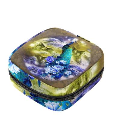 Menstrual Bag with Zipper for Women Girls (Peacock and Peony)