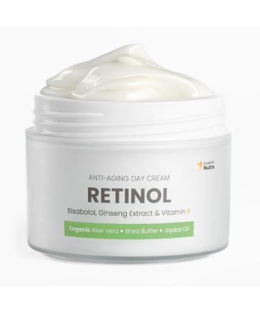 Swedish Nutra Anti-Aging Retinol Day Cream I Hydrated & Smooth Skin Treatment I Bisabolol Vitamin E Organic Aloe Vera Shea butter Jojoba Oil I Made in Sweden - 50ml