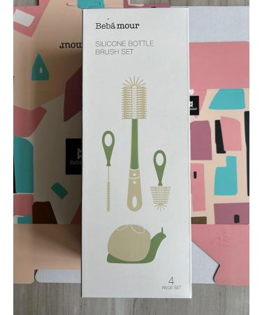 Bebamour 3-in-1 Stand Baby Bottle Brush Set - Soft Teat and Straw Cleaner - Green - Buy Online on GoSupps.com