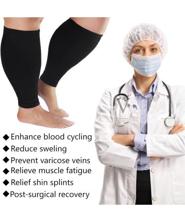 Plus Size Compression Sleeves for Calves | 5XL Wide Calf Relief for Varicose Veins Swelling & Soreness | Ideal for Work Travel & Sports - Black - Buy Online on GoSupps.com