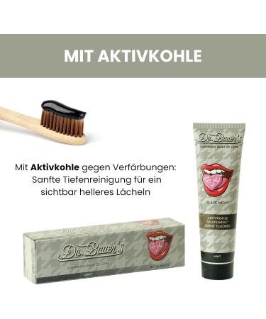  Dr. Bauer's Dr. Bauer's Smile of Love Black Night Toothpaste Fluoride Free with Activated Charcoal and Mint for Gentle Teeth Whitening - 6 Pack - 90ml - Buy Online on GoSupps.com