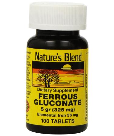 Nature's Blend Ferrous Gluconate Tablets 100 Count 100 Count (Pack of 1)