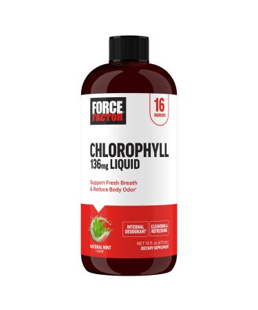 FORCE FACTOR Chlorophyll Liquid Body Deodorizing Supplement Freshens Breath and Body Naturally Made with No Artificial Sweeteners or Colors Non-GMO Natural Mint Flavor 16 oz.