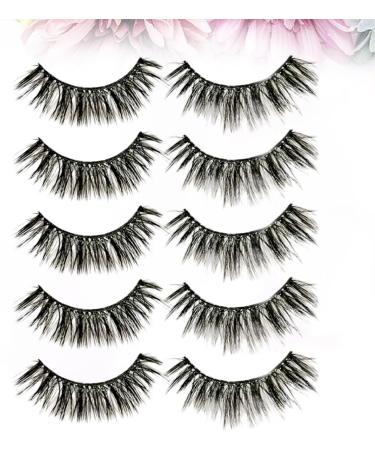 minkissy 5 Pairs Natural False Lashes Natural Fake Eyelashes Cross Eyelashes Natural Eyelashes Black Dense 3d Dense Eyelash - Buy Online on GoSupps.com