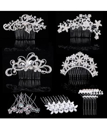 29 Pieces Wedding Hair Comb Hair Pins Set  FULANDL Faux Pearl Crystal Bridal Hair Accessories  Rhinestone Bridal Side Combs U-shaped Flower Hair Clips for Brides Women Girls