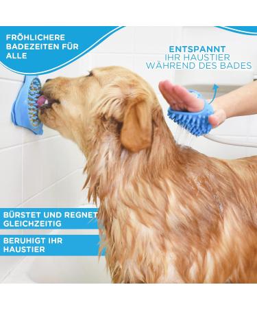 Aquapaw Dog Wash & Shower Attachment | Easy Pet Bathing Massaging & Cleaning | 8-Foot Hose Sprayer & Scrubber - Blue - Buy Online on GoSupps.com