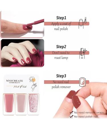 Nail Polish Nail Varnish Pink Nude Glitter 3 -in-1 Nail Polish Quick Dry Breathable French Manicure Natural Elegant Non-toxic No UV Needed Nail Polishes for Woman Home DIY Nail Art Gift - Buy Online on GoSupps.com