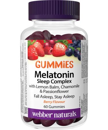 Webber Naturals Sleep Complex Gummies with 5 mg of Melatonin and Herbal Blend 60 Berry Flavoured Gummies For Sleep Support Vegan