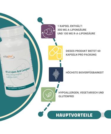 Buy Vitamplex R (+) Alpha Lipoic Acid 400 mg - High Dose Gastrointestinal Capsules for Optimal Health | International Shipping Available - Buy Online on GoSupps.com
