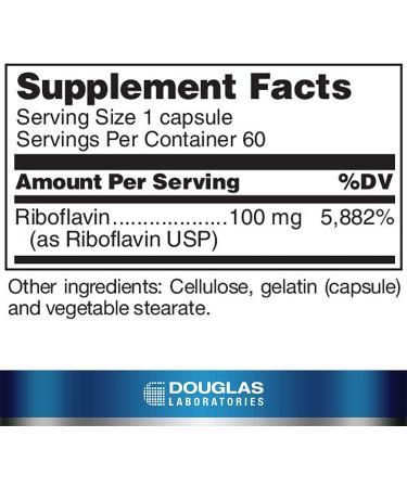 Douglas Laboratories Riboflavin 100mg - Cellular Energy & Metabolism Support - 60 Capsules - Buy Online on GoSupps.com