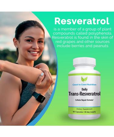 Trans-Resveratrol Supplement - Organic Capsules Vegan Supplements for Women and Men Natural Antioxidant Polyphenols Supplement Anti Aging - 60 Capsules 600mg 30 Day Supply - Buy Online on GoSupps.com
