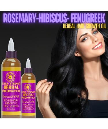 Extra-Strength Herbal Hair Growth Oil - Rosemary Hibiscus & Fenugreek - 4 oz for All Hair Types | International Shipping Available - Buy Online on GoSupps.com