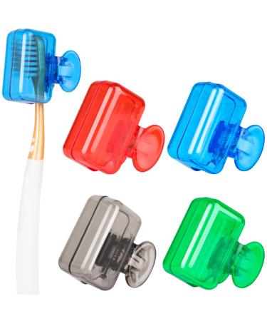 Eaezerav 4 Pack Toothbrush Covers Caps Portable Toothbrush Protector Coverings Clips Plastic Toothbrush Head Case for Travel Camping Home School Business Blue+Green+Gray+Red