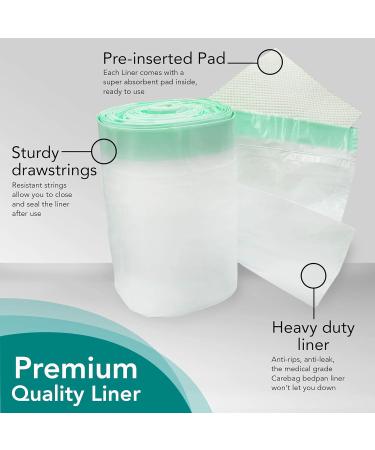 Carebag Commode & Bedpan Liners - 60 Count Super Absorbent Pad, Universal Fit for Bedpans and Commode Buckets - Buy Online on GoSupps.com