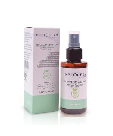 Phytoderm Face & Body Acne Spray with Myrtle Extract 1% Salicylic Acid Cleanser with Herbal Formula Fast Results for Acne Prone Skins 3.4 Ounce