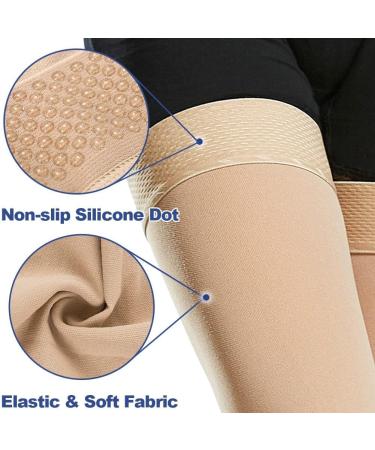 Buy Medical Compression Stockings for Men & Women | 20-30 mmHG Support for Varicose Veins & Edema | Fested Silicone Band | Beige 4X Large - Buy Online on GoSupps.com