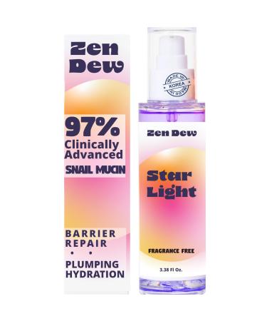 Clinically Advanced Korean Snail Mucin Serum - Star Light by Zen Dew (3.38 oz) Brightening, Anti-Aging & Hydrating K Beauty Face Serum for Glass Skin Glow Smoothing Korean Skin Care