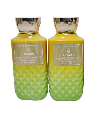 Bath and Body Works Body Lotion Set of 2 8oz Each (Leaves)
