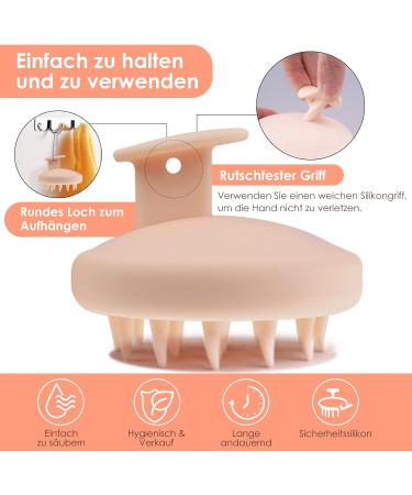 Beige Scalp Massage Brush - Silicone Shampoo Massager for Dandruff Removal & Hair Growth Stimulation | Worldwide Shipping - Buy Online on GoSupps.com